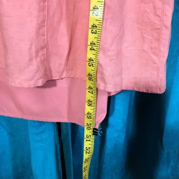 J Jill womens 8 peach orange short cap sleeve maxi linen dress minimalist travel - Picture 4 of 11